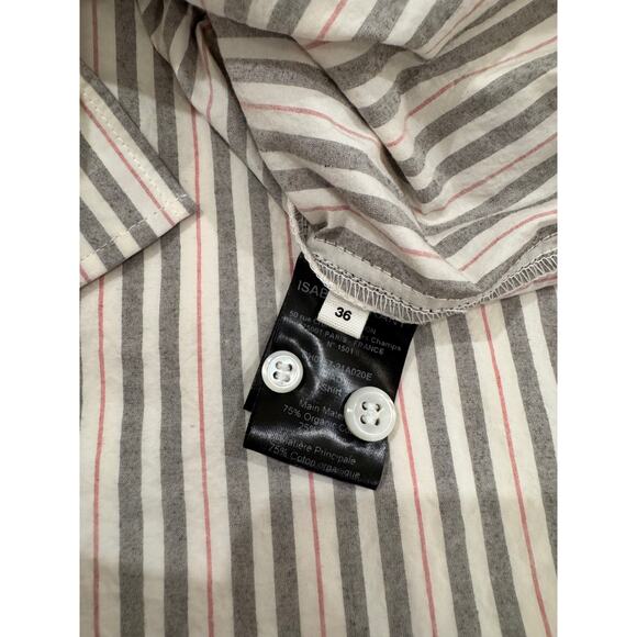 Isabel Marant Ajady Striped Button Down Shirt Women's 36 Organic Cotton Utility - Picture 11 of 16